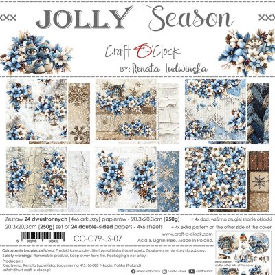 Craft O'Clock 8”x8” Paper Set - Jolly Season (24 sheets)