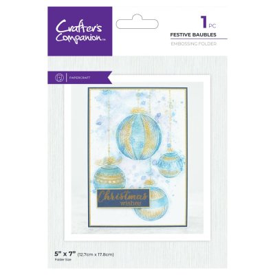 Crafters Companion 5”x7” Embossing Folder - Pearl Powder Feastive Baubles