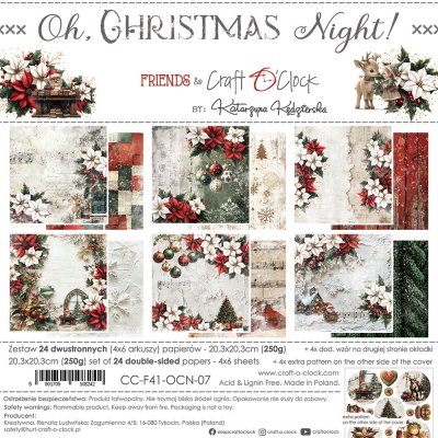 Craft O'Clock 8”x8” Paper Set - Oh Christmas Night (24 sheets)
