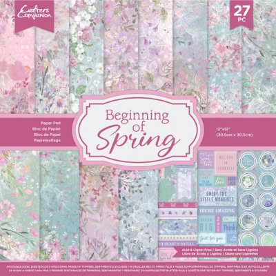 Crafters Companion 12”x12” Paper Pad - Beginning of Spring (24 sheets + 3 bonus sheets!)