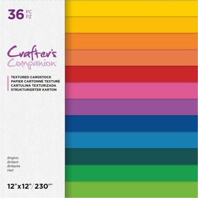 Crafters Companion 12”x12” Textured Cardstock - Brights (36 sheets)