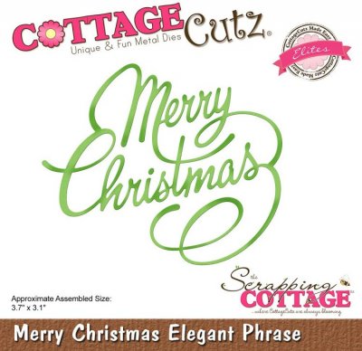CottageCutz Dies - Merry Christmas Elegant Phrase