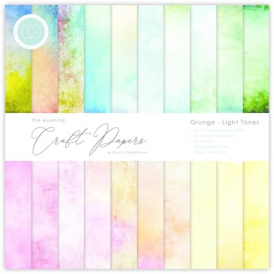 Craft Consortium 12”x12” Essential Craft Papers Paper Pad - Grunge Light Tones (30 sheets)