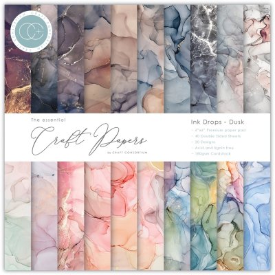 Craft Consortium 6”x6” Paper Pad - Ink Drops Dusk Essential Craft Papers (40 sheets)