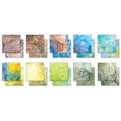 Craft Consortium Essential Craft Papers 6”x6” Paper Pad - Ink Drops Earth (40 sheets)