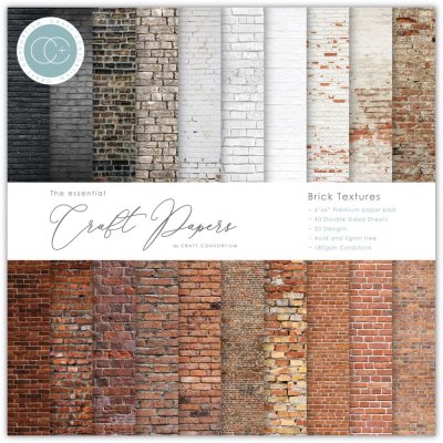 Craft Consortium 6”x6” Essential Craft Papers Pad - Brick Textures (40 sheets)