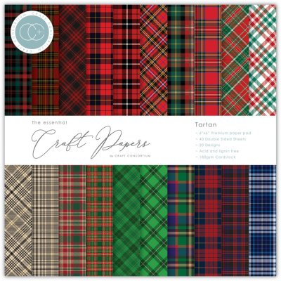 Craft Consortium 6”x6” Essential Craft Papers Paper Pad - Tartan (40 sheets)