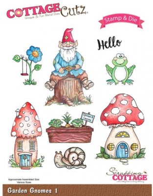 CottageCutz Stamp & Die Set - Garden Gnomes 1