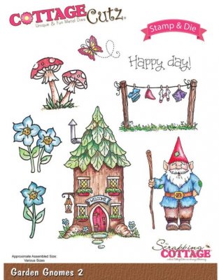 CottageCutz Stamp & Die Set - Garden Gnomes 2