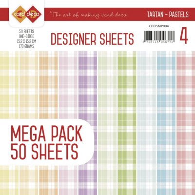 Card Deco 6”x6” Designer Sheets Mega Pack - #3 Tartan Pastels