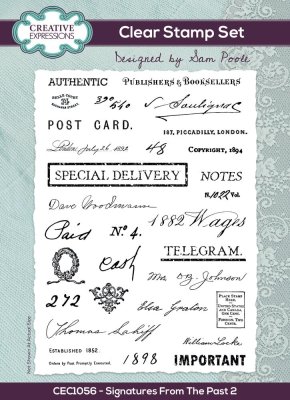 FÖRBESTÄLLNING! Creative Expressions A5 Clear Stamp - Signatures From The Past 2 by Sam Poole