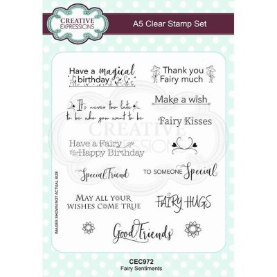 FÖRBESTÄLLNING! Creative Expressions A5 Clear Stamp Set - Fairy Sentiments
