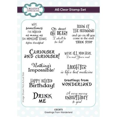 FÖRBESTÄLLNING! Creative Expressions A6 Clear Stamp Set - Greetings From Wonderland