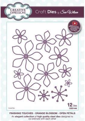 Creative Expressions Dies by Sue Wilson - Finishing Touches Collection Orange Blossom-Open Petals Die (12 dies)