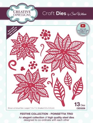 Creative Expressions Craft Dies - Festive Poinsettia Trio