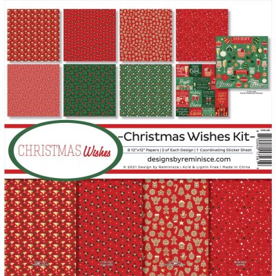 Reminisce 12"x12" Paper Collection Kit - Christmas Wishes (8 sheets paper + 1 sticker sheet)