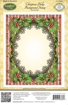 JustRite Cling Background Stamp - Christmas Holly Background Stamp