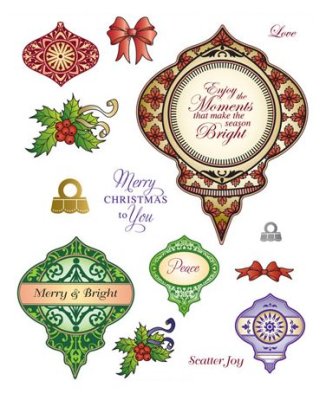 Justrite Cling Stamp Set - Merry and Bright (17 stamps)