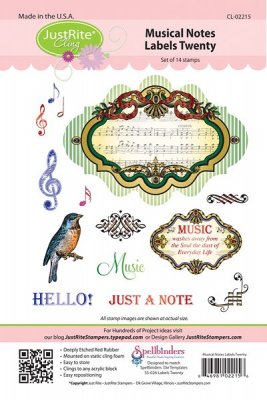 Justrite Cling Stamp Set - Musical Notes Labels Twenty (14 stamps)