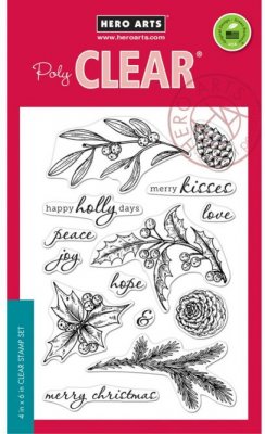 Hero Arts Clear Stamp Set - Happy Holly Days (14 stamps)