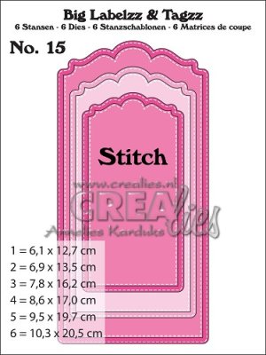 Crealies Big Labelzz & Tagzz dies no. 15 with stitch line (6 dies)