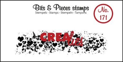 Crealies Clearstamp Bits & Pieces Grunge Hearts (strip)