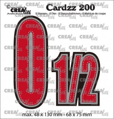 Crealies Cardzz Dies no. 200, Numbers 0 and ½ (8 dies)
