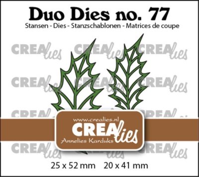 Crealies Duo Dies - No. 77 Leaves 22 Open Holly Leaf