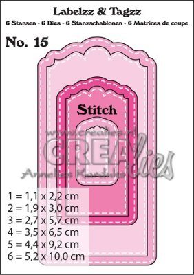 Crealies Labelzz & Tagzz no. 15 CLLT15 / 5,2x10,0cm