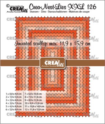 Crealies Crea-nest-dies XXL Rectangles with inverted scallop CLNestXXL126