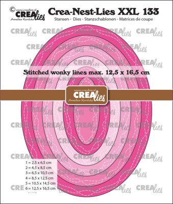 Crealies Crea-nest-dies XXL Dies - Ovals with 2 Wonky Stitchlines