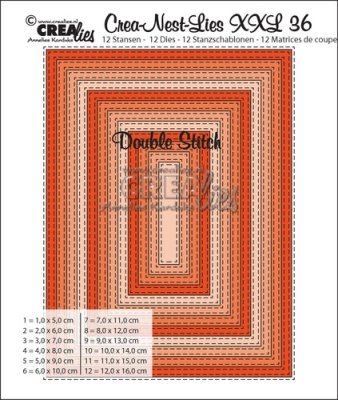 Crealies Crea-nest-dies XXL no. 36 dies - Double Stitch Rectangles (12 dies)