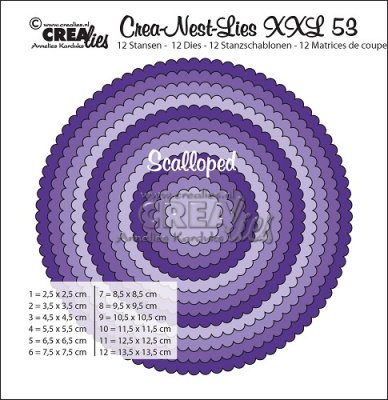 Crealies Crea-nest-dies XXL no. 53 dies - Scalloped circles (12 dies)