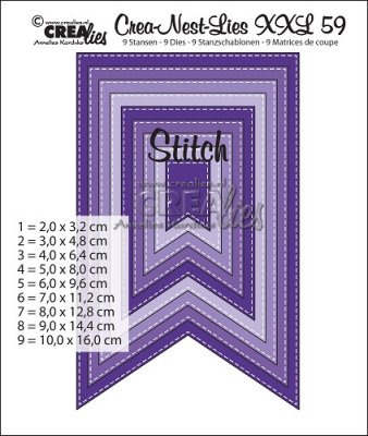 Crealies Crea-nest-dies XXL no. 59 dies - Fishtail with Stitchline (9 dies)