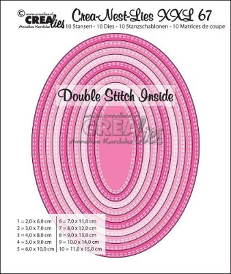 Crealies Crea-nest-dies XXL no. 67 dies - Ovals with double stitch inside (10 dies)