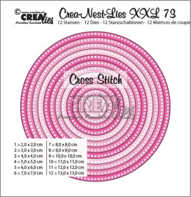 Crealies Crea-nest-dies XXL no. 73 dies - Circles with cross stitches (12 dies)