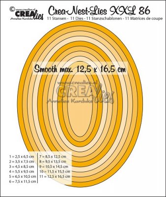 Crealies Crea-Nest-Lies XXL no. 86 Dies - Smooth ovals half cm (11 dies)