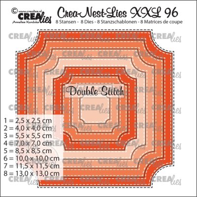 Crealies Crea-Nest-Lies XXL no. 96 Dies - Ticket square with double-stitch (8 dies)