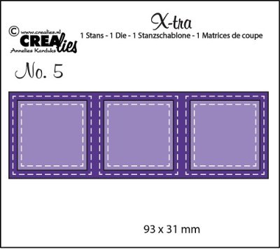Crealies X-tra Die no. 5 - 3 Squares double stitched