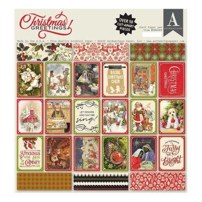 Authentique 12"x12" Double-Sided Cardstock Pad - Christmas Greetings (18 sheets)