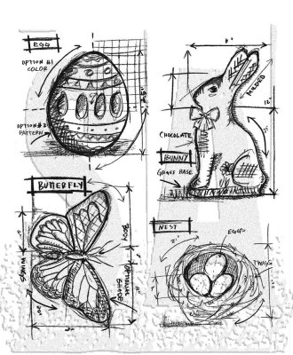 Tim Holtz Stampers Anonymous Cling Stamps - Easter Blueprint