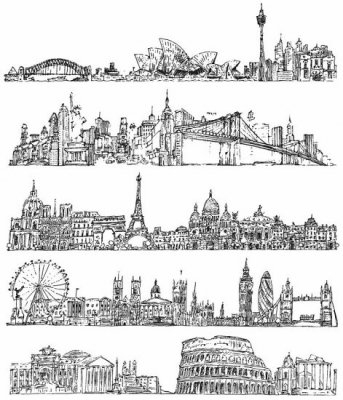 Tim Holtz Stampers Anonymous - Cityscapes Cling Rubber Stamp Set