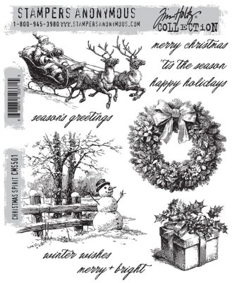 Tim Holtz Stampers Anonymous Cling Stamps - Christmas Spirit