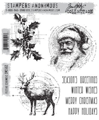 Tim Holtz Stampers Anonymous Cling Stamps - Festive Schematic