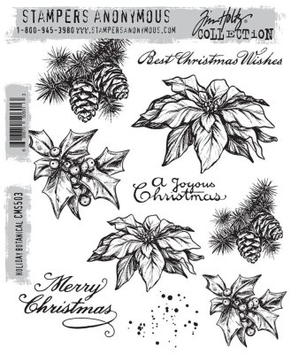 Tim Holtz Stampers Anonymous Cling Stamps - Holiday Botanical