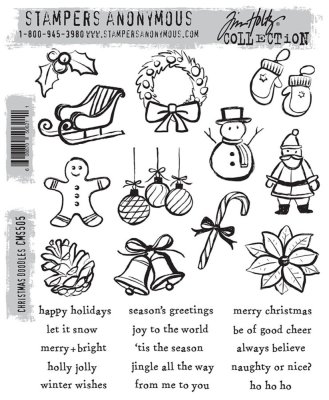 Tim Holtz Stampers Anonymous Cling Stamps - Christmas Doodles