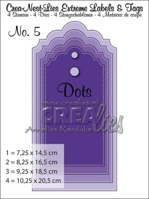 Crealies Crea-nest-lies Extreme labels & tags no 5 with dots
