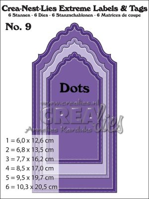 Crealies Crea-nest-lies Extreme labels&tags no 9 with dots