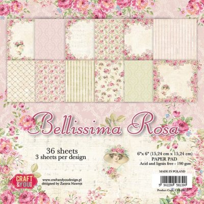 Craft & You 6”x6” Paper Pad - Bellissima Rosa (36 sheets)