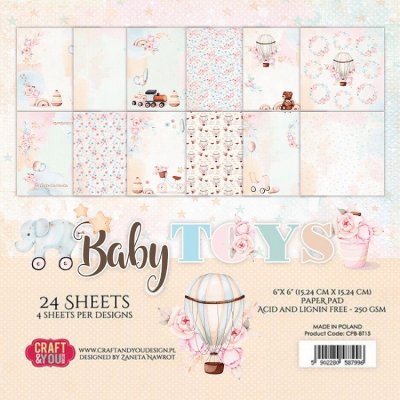 Craft&You 6”x6” SMALL Paper Pad - Baby Toys (36 sheets)